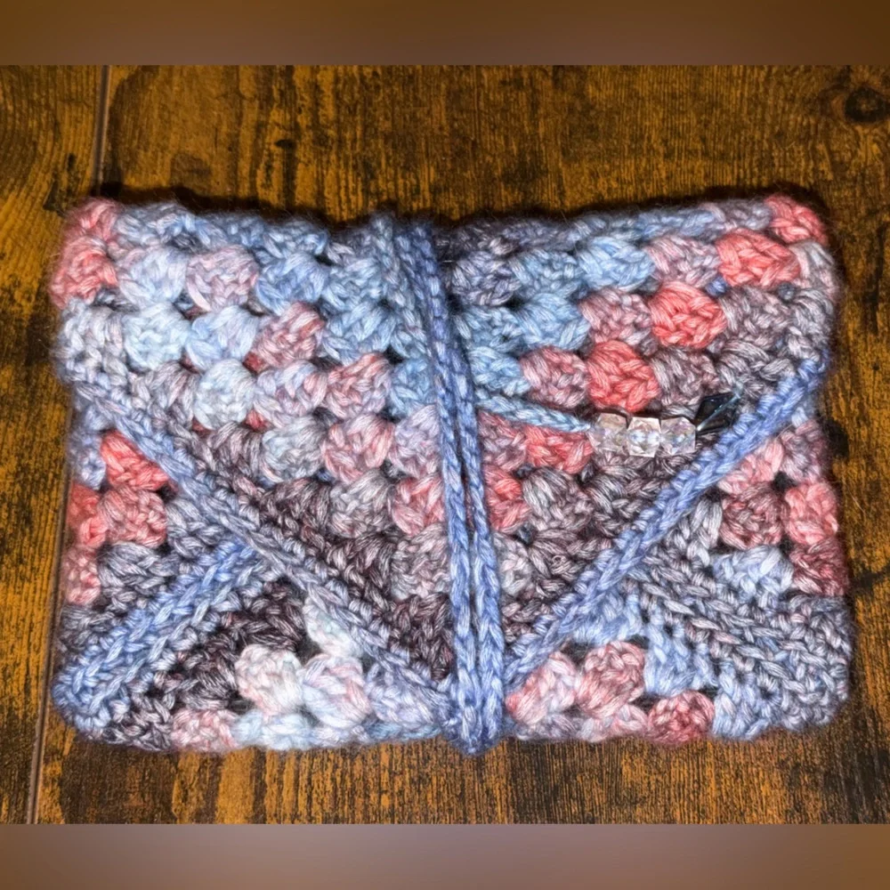 Multicolor Crochet Pouch for kindle or E-reader or small book